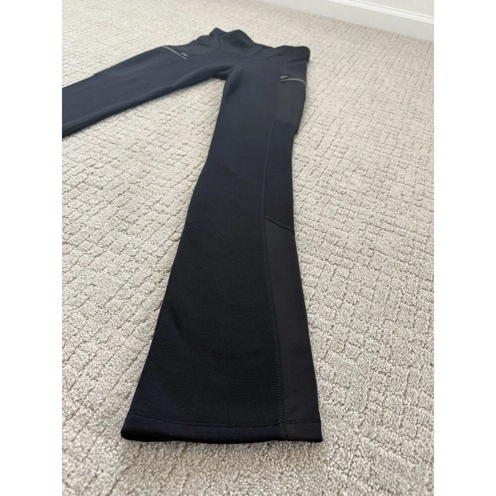 Athleta Polartec Powerlift Pants Womens Small Tall Black Fleece Bootcut Zip